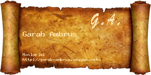 Garab Ambrus névjegykártya